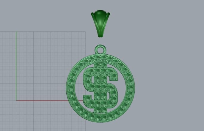 Pendant with dollar sign N01712 3D print model_3