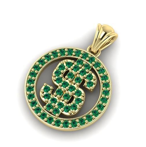 Pendant with dollar sign N01712 3D print model_1