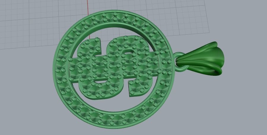Pendant with dollar sign N01712 3D print model_2