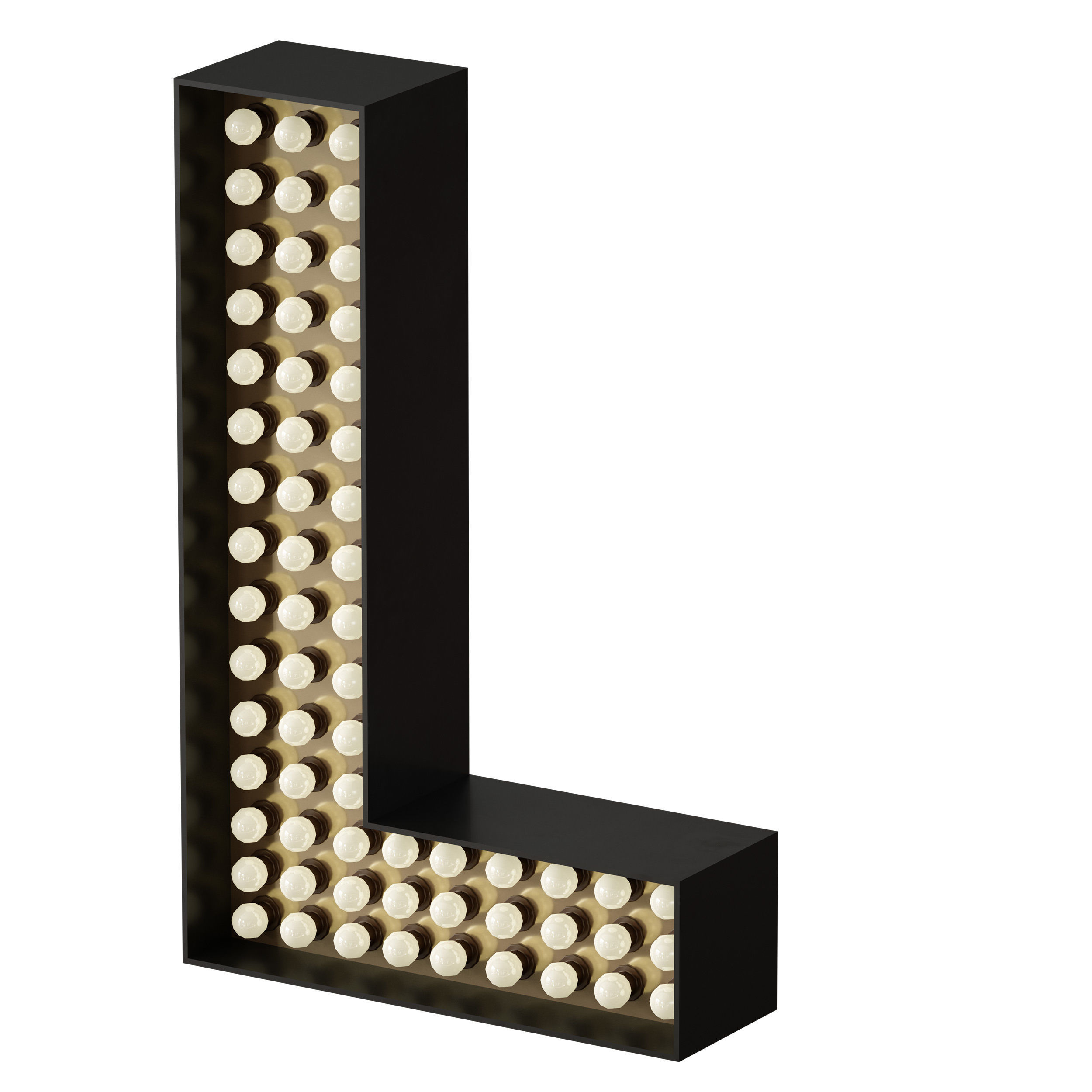 Illuminated volumetric letters with light bulbs Latin alphabet 3D model_17