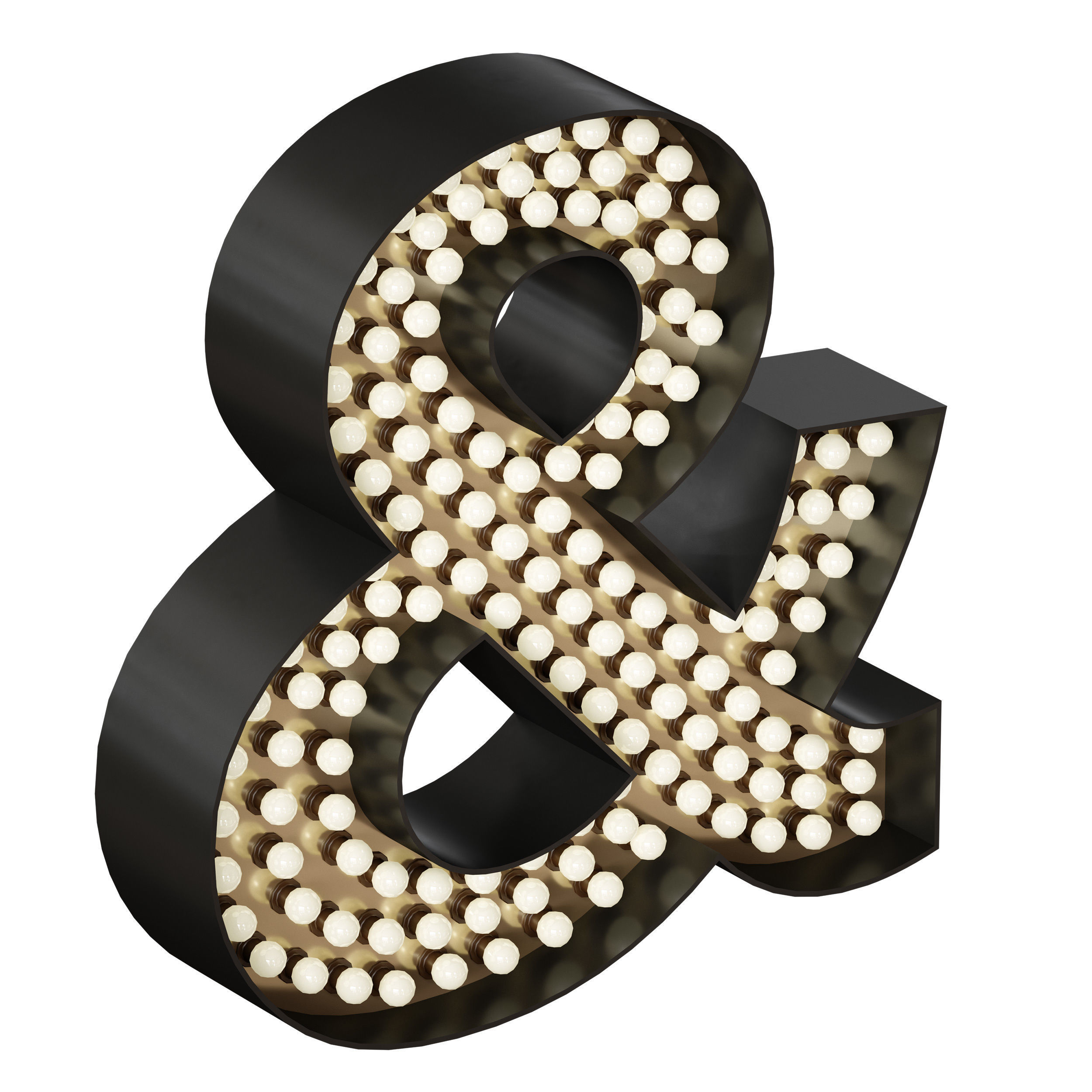 Illuminated volumetric letters with light bulbs Latin alphabet 3D model_12