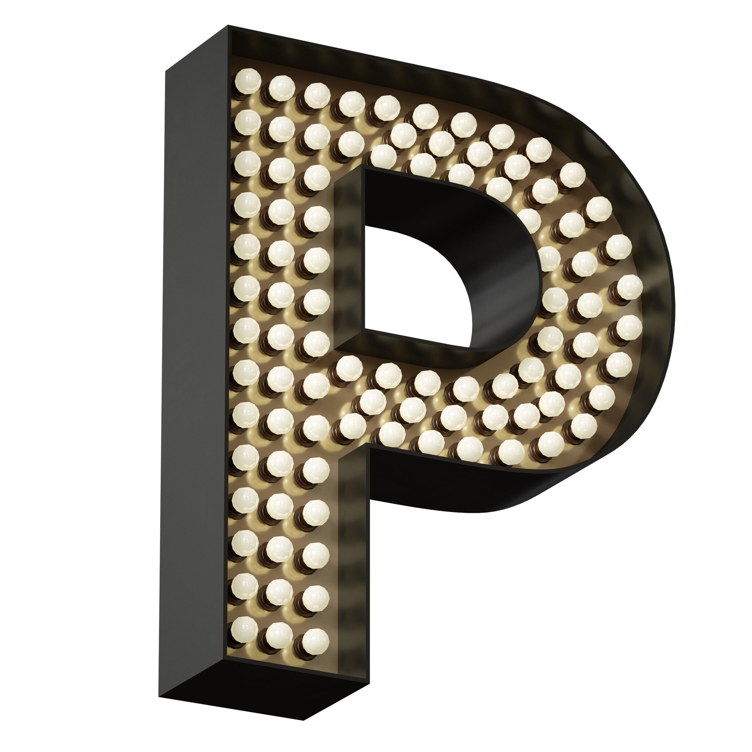 Illuminated volumetric letters with light bulbs Latin alphabet 3D model_13