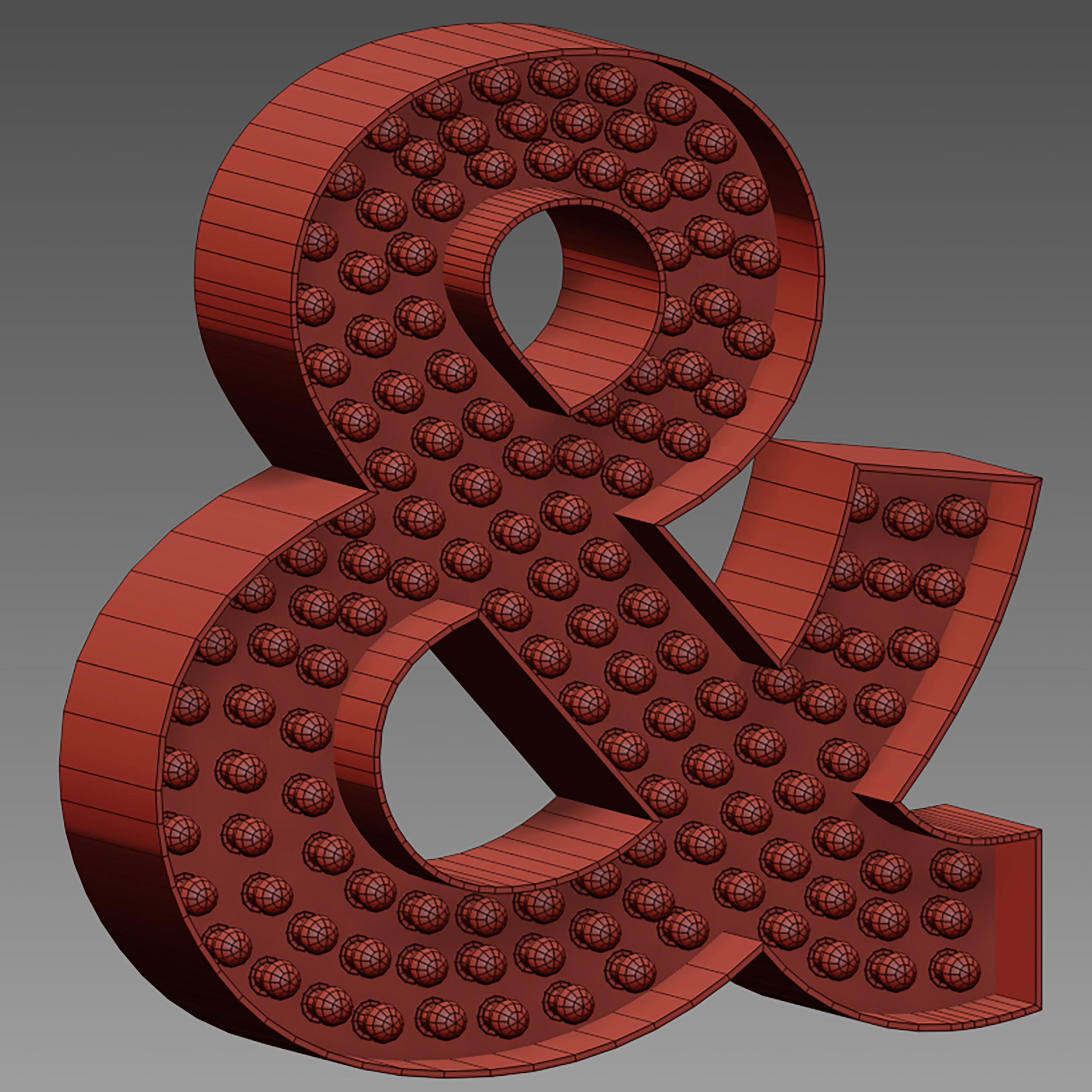 Illuminated volumetric letters with light bulbs Latin alphabet 3D model_20