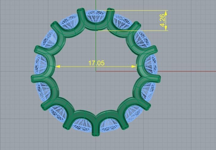 Ring with one row of stones N011973 3D print model_5