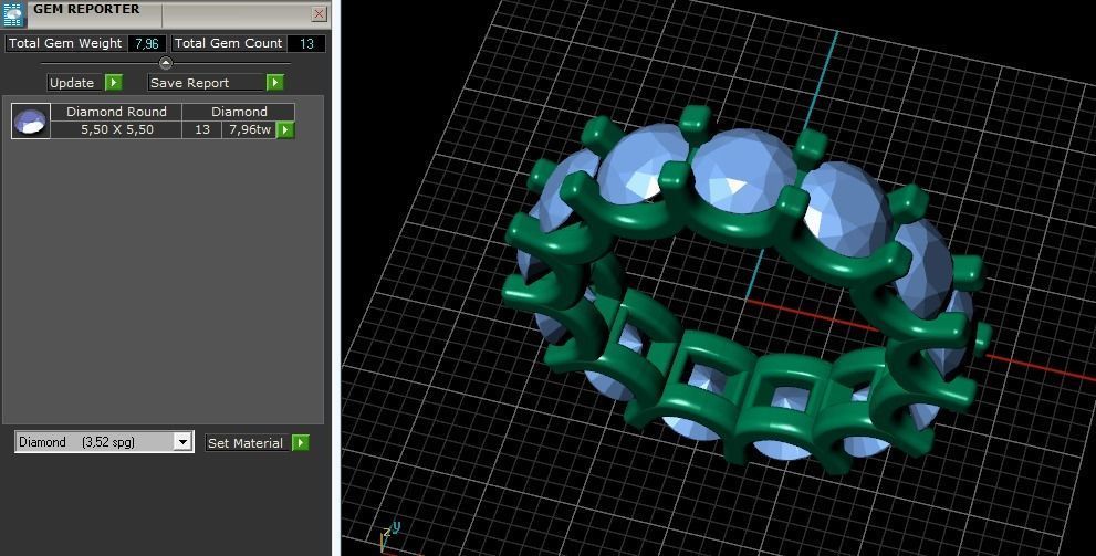 Ring with one row of stones N011973 3D print model_8