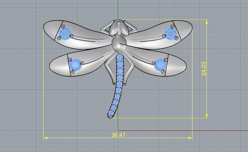 Dragonfly pendant N011954 3D print model_6