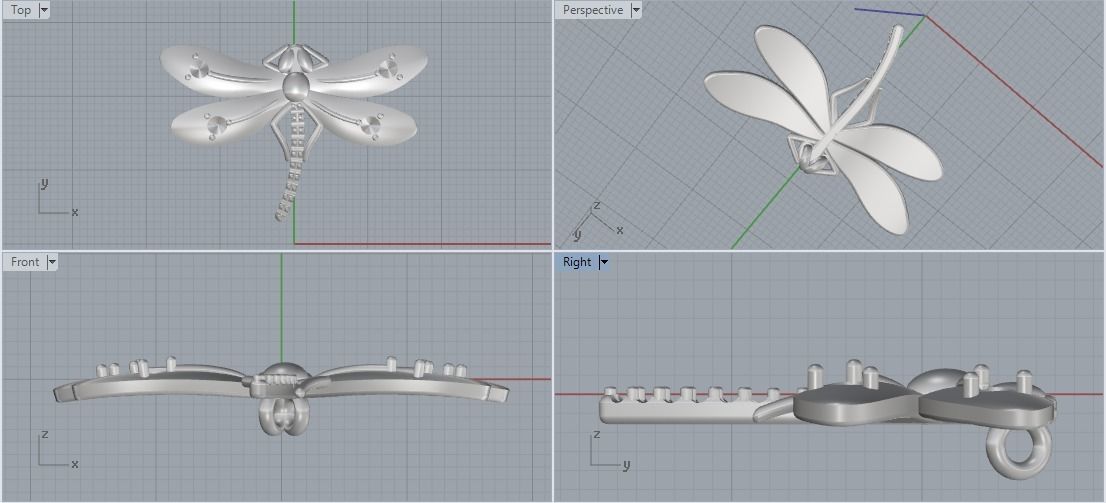 Dragonfly pendant N011954 3D print model_2