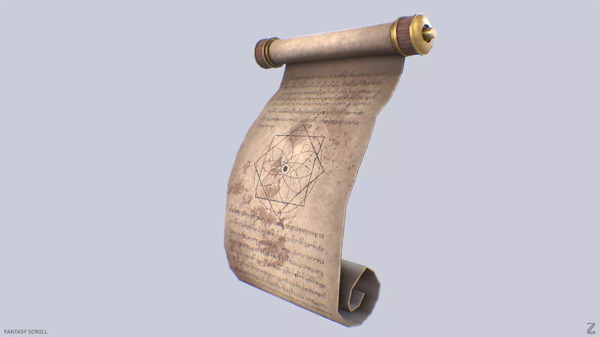 Fantasy scroll Low-poly 3D model