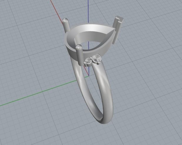 Pear stone ring N012036 3D print model_3