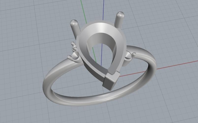 Pear stone ring N012036 3D print model_2