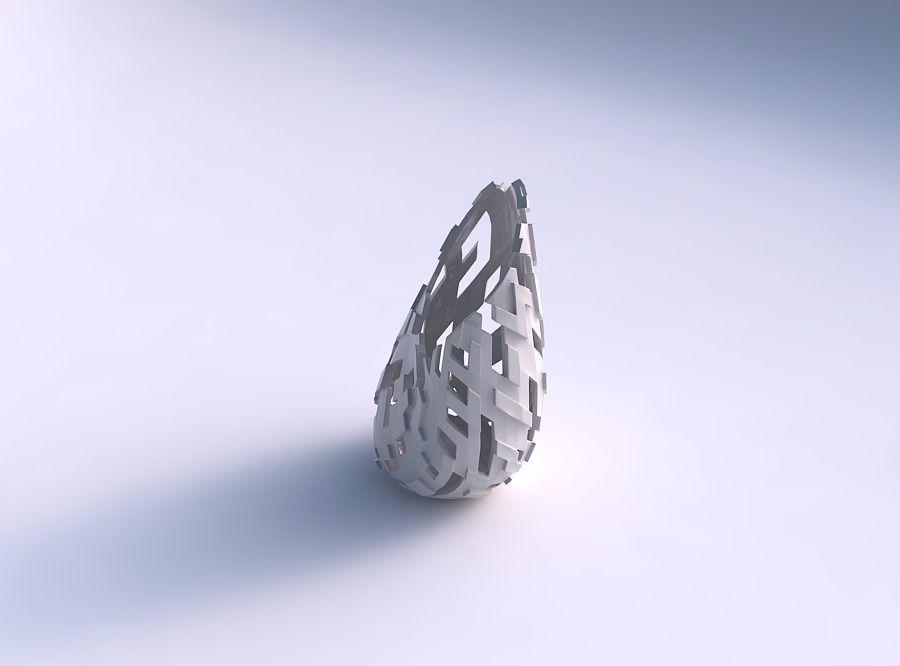 Vase Flame twisted with cuts and bulges 3D print model_0