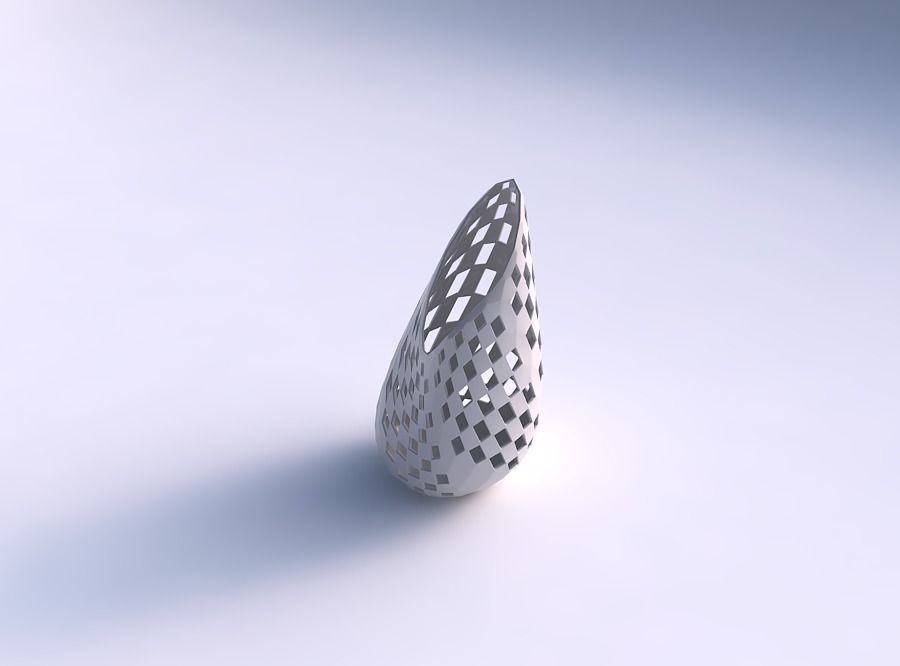 Vase Flame twisted with checker grid lattice 2 3D print model_0