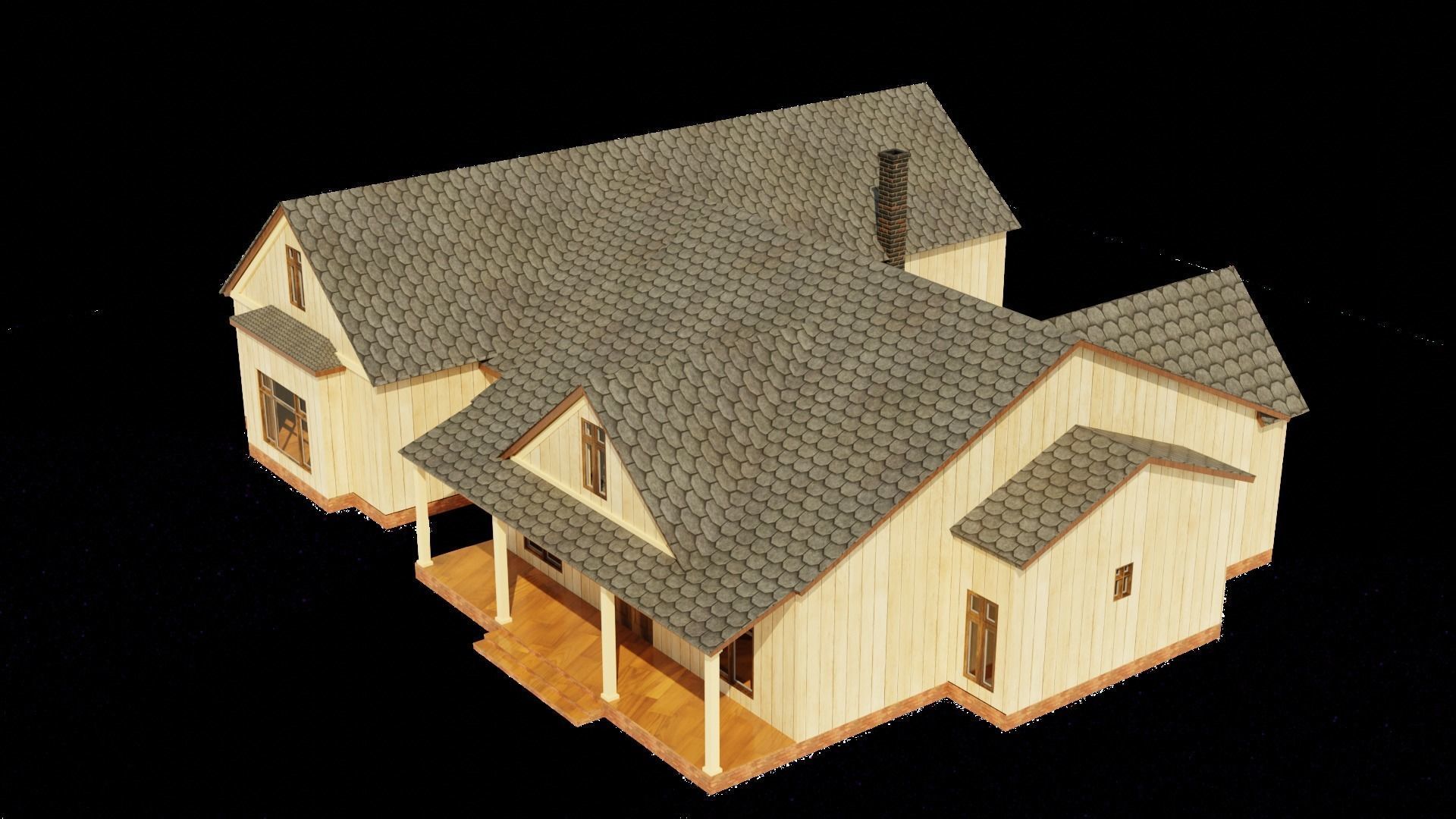 American House Low-poly 3D model_6