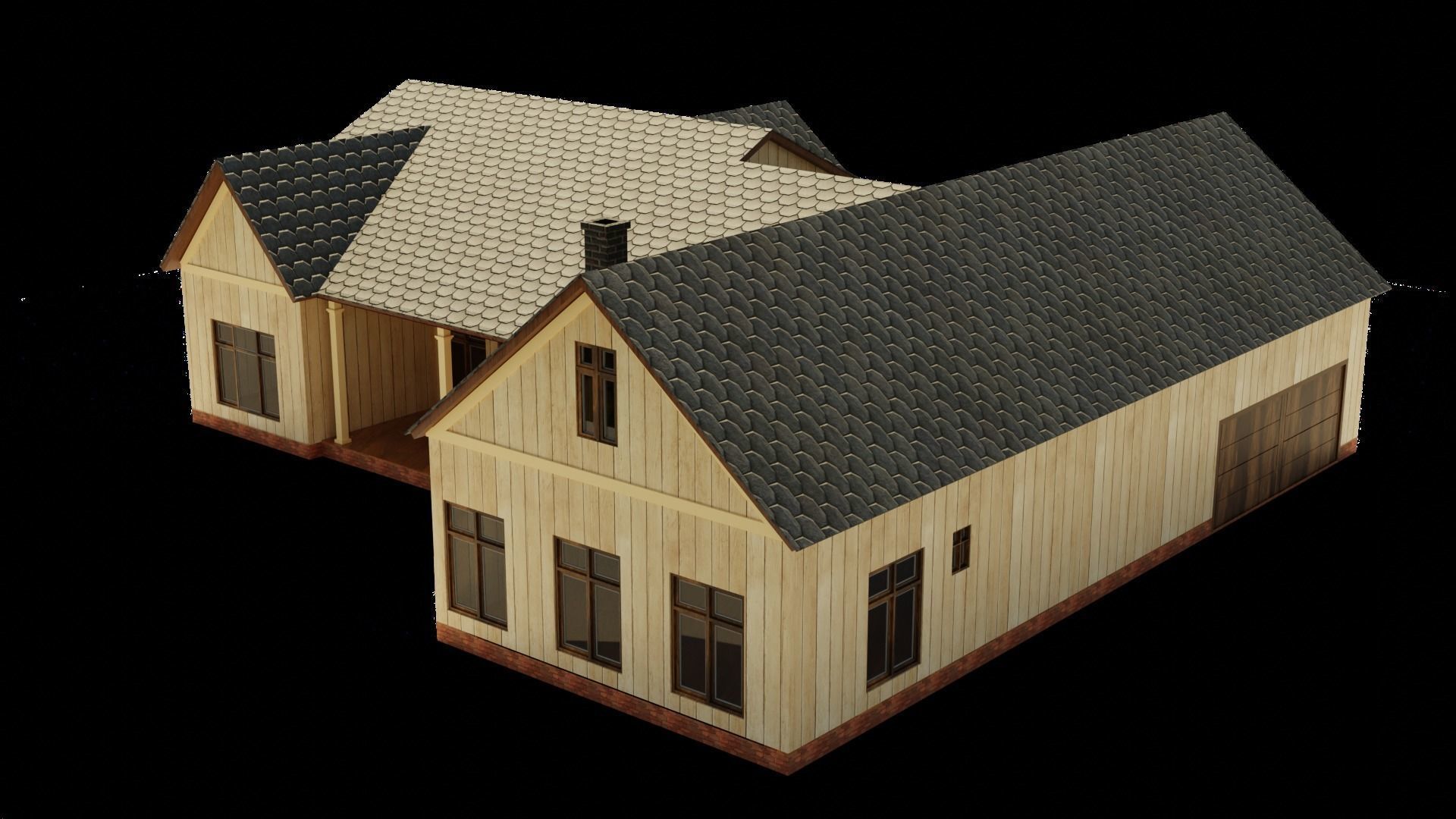American House Low-poly 3D model_4