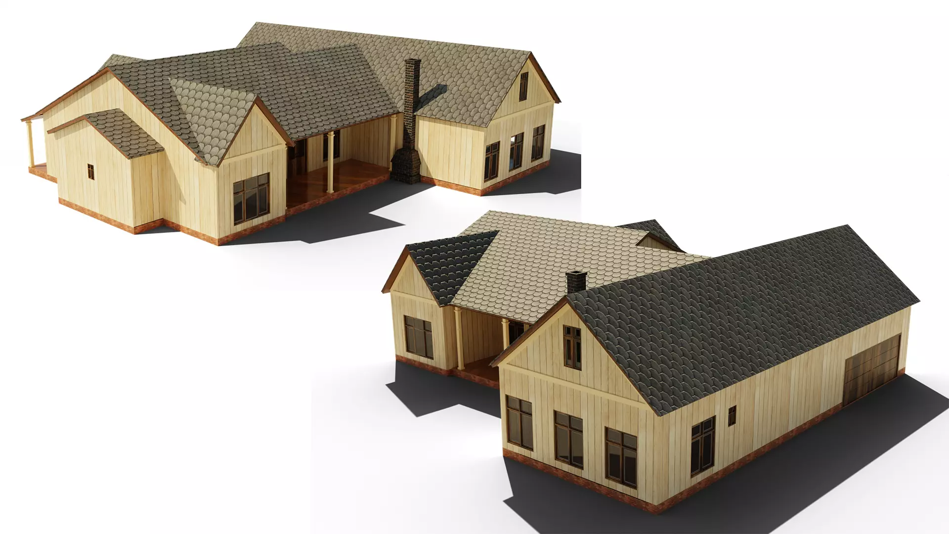 American House Low-poly 3D model_0