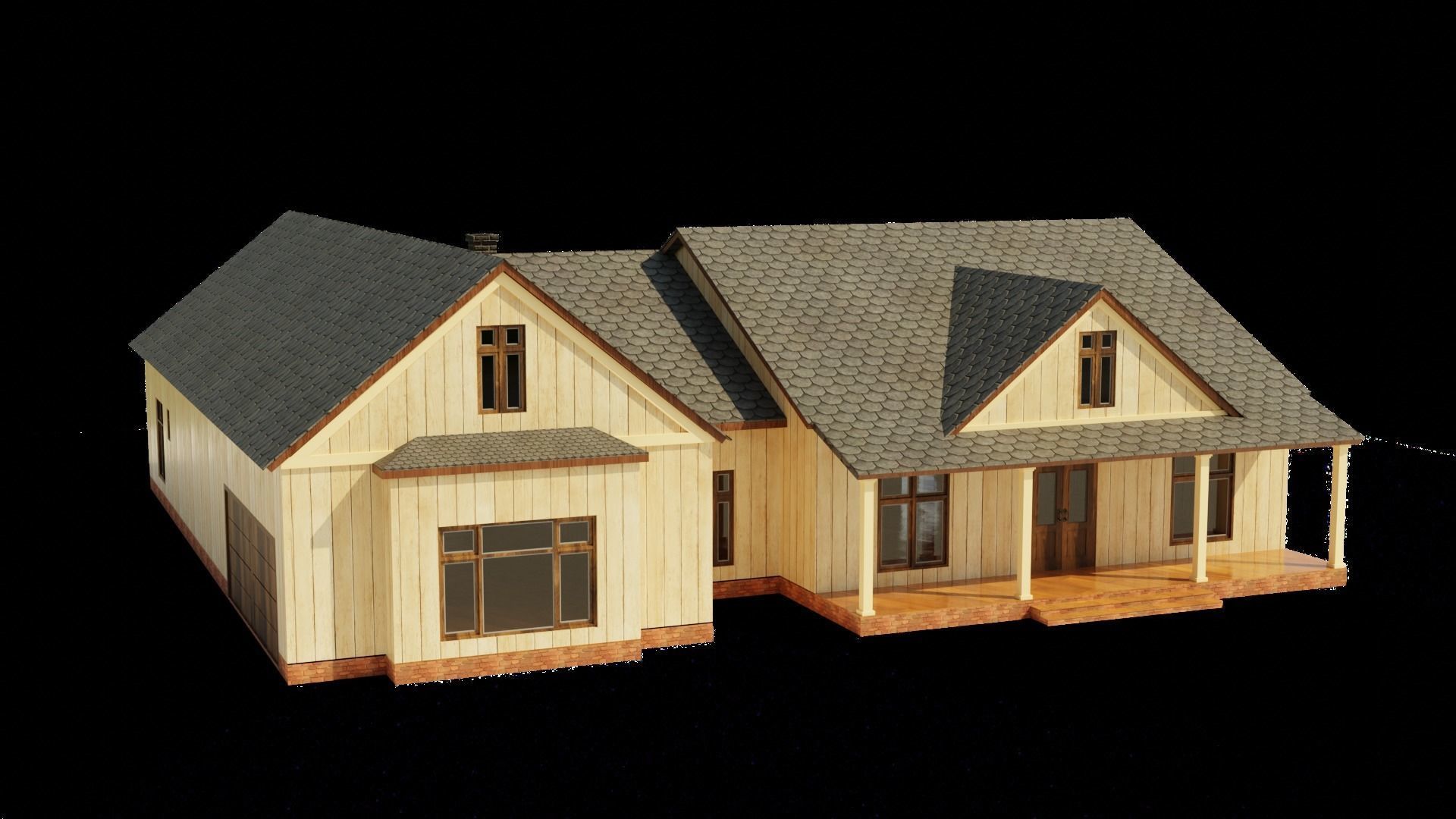American House Low-poly 3D model_5