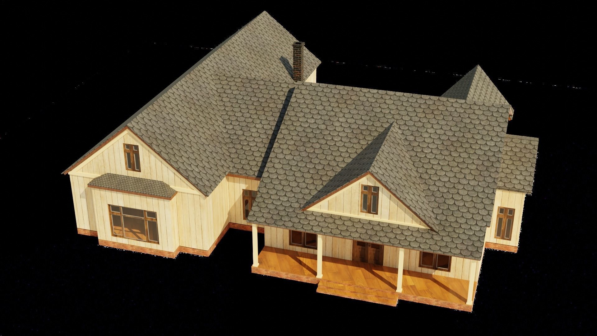 American House Low-poly 3D model_2