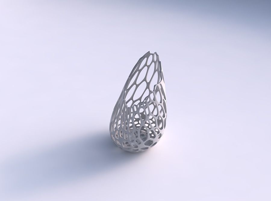 Vase Flame twisted with cracked organic lattice 3D print model_0