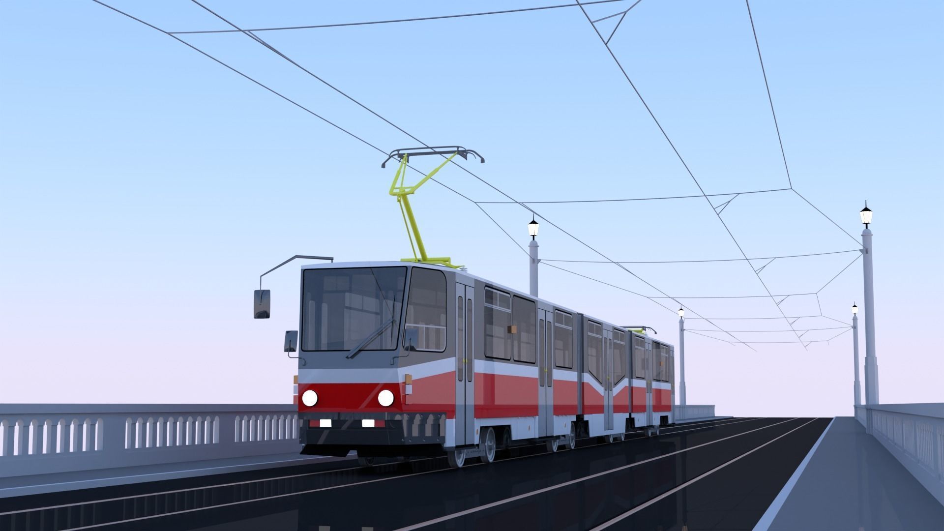 Bridge with KT8D5 tram 3D model_3