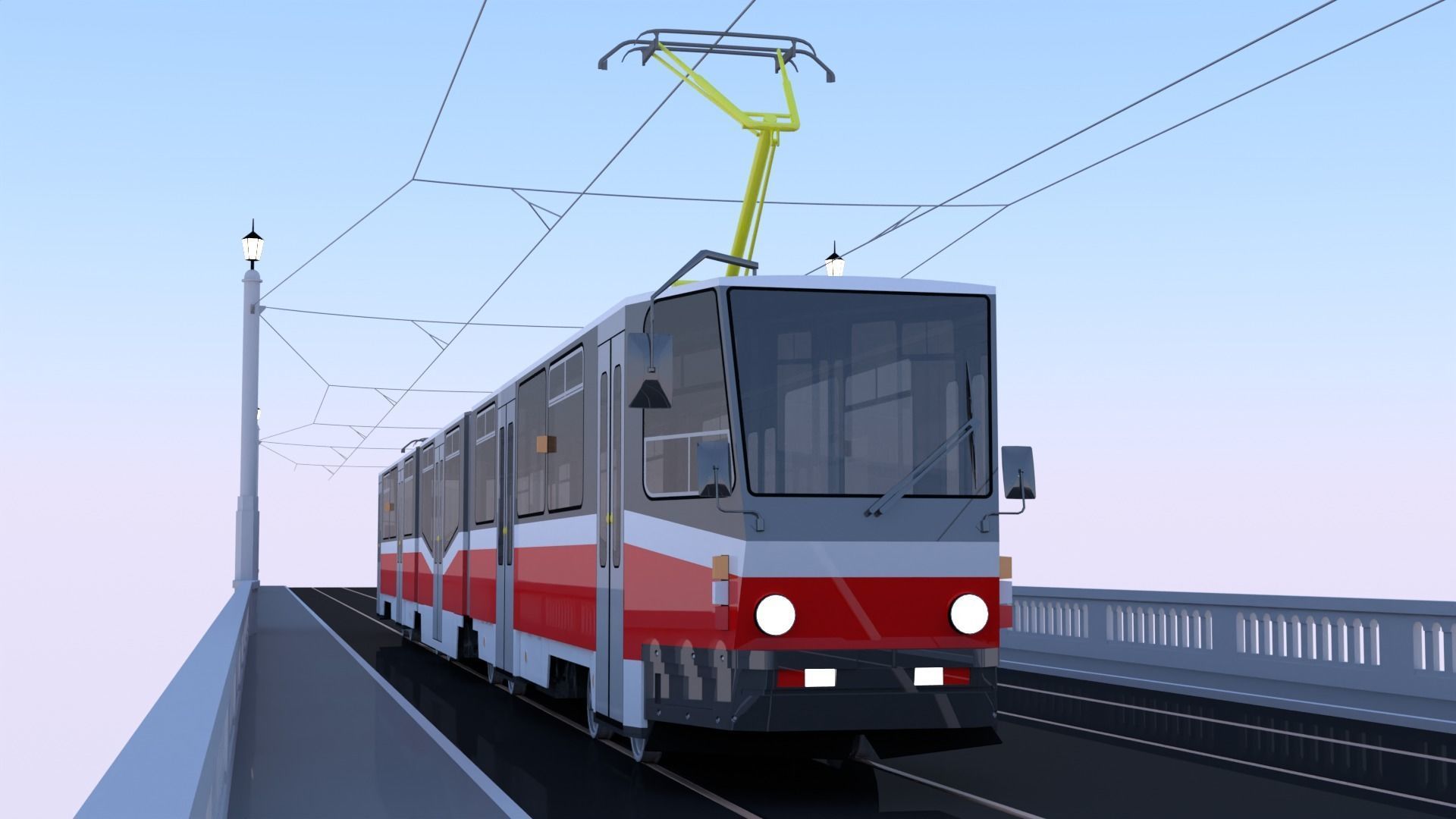 Bridge with KT8D5 tram 3D model_14