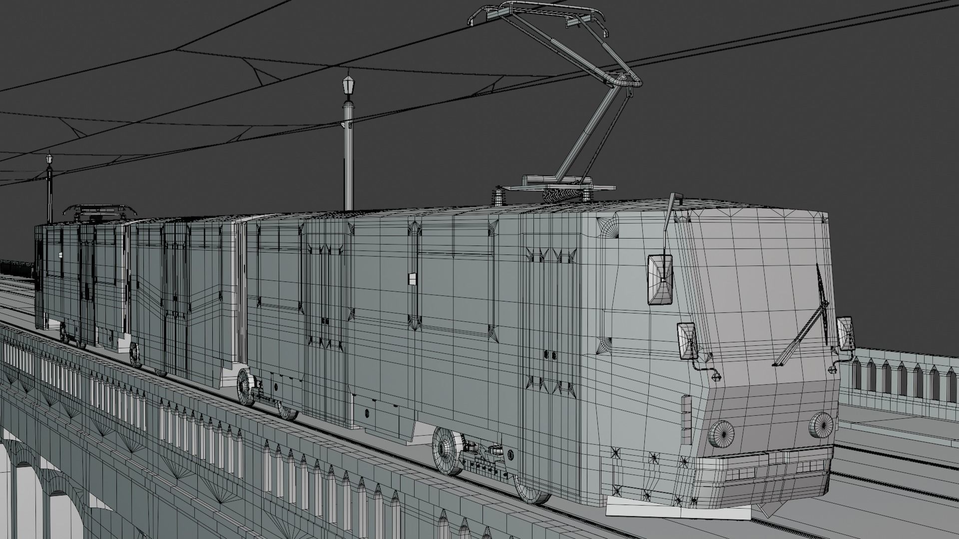 Bridge with KT8D5 tram 3D model_2