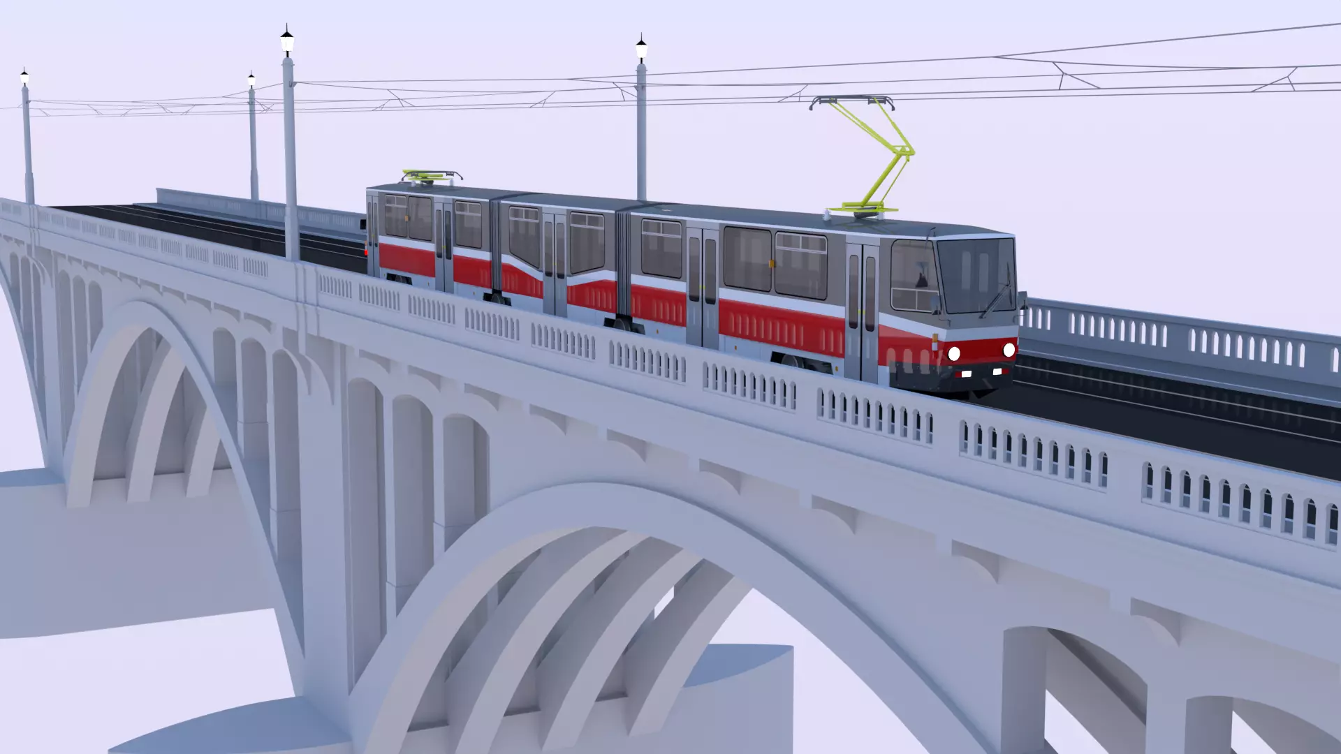 Bridge with KT8D5 tram 3D model_0