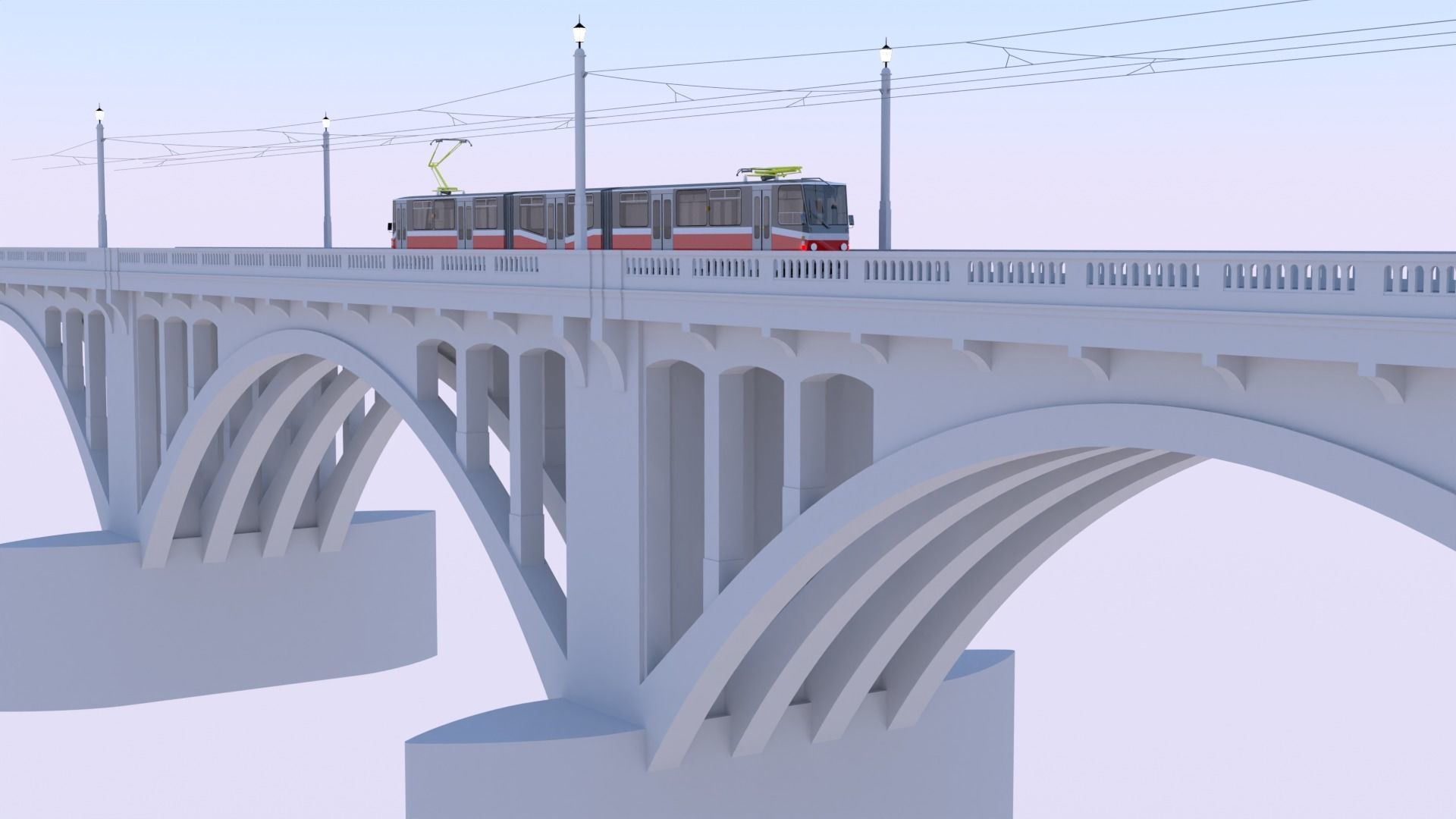 Bridge with KT8D5 tram 3D model_8
