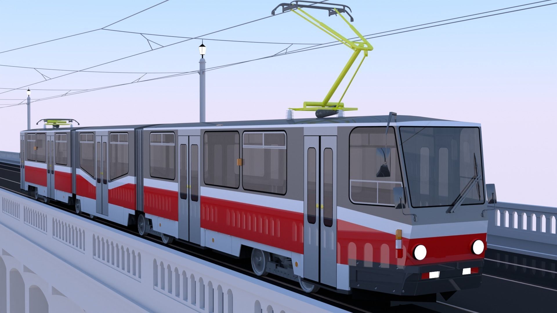 Bridge with KT8D5 tram 3D model_1