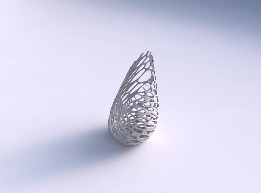 Vase Flame twisted with cracked and twisted organic lattice 3D print model_0
