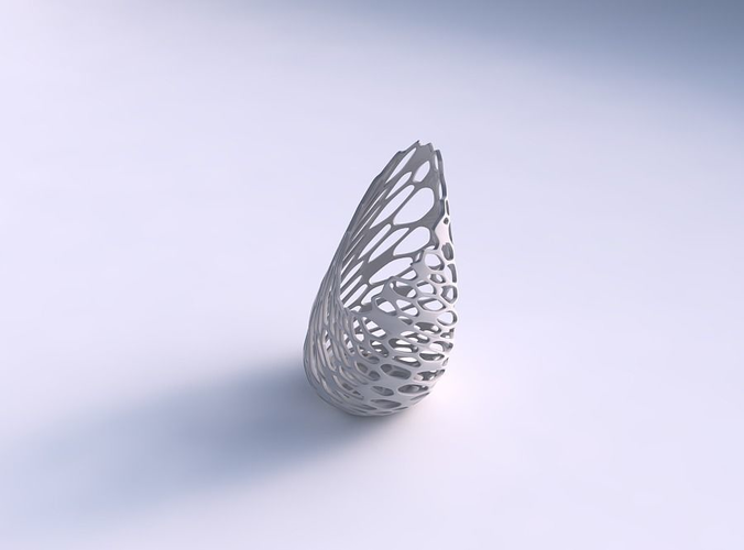 Vase Flame twisted with cracked and twisted organic lattice 3 3D print model