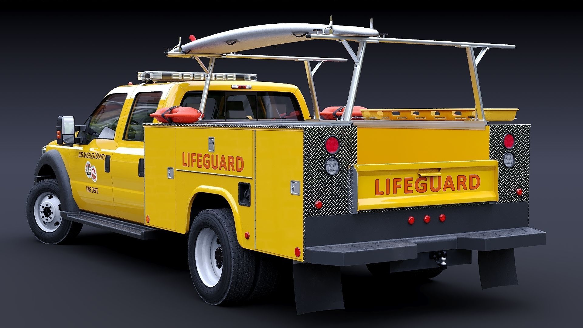 LifeGuard truck Los Angeles  Low-poly 3D model_7
