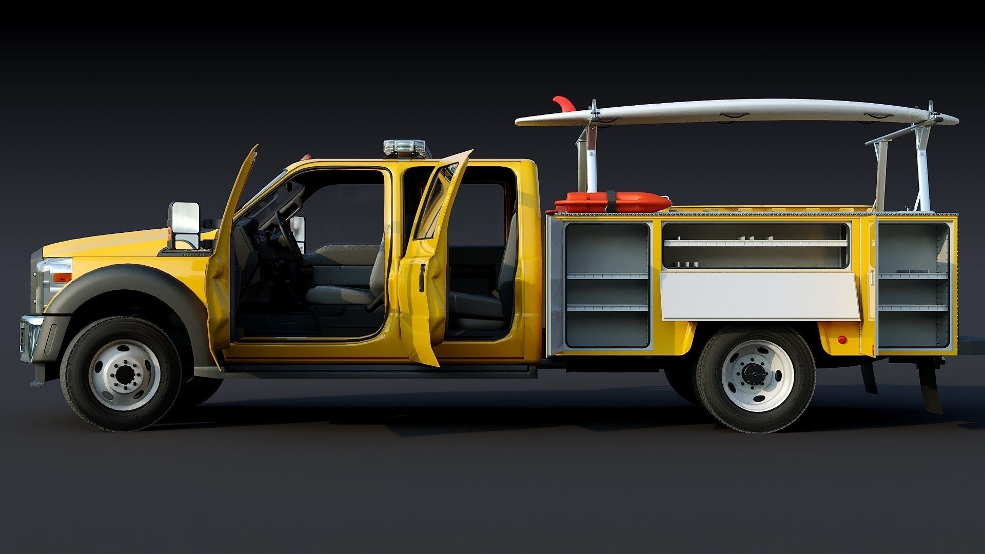 LifeGuard truck Los Angeles  Low-poly 3D model_6