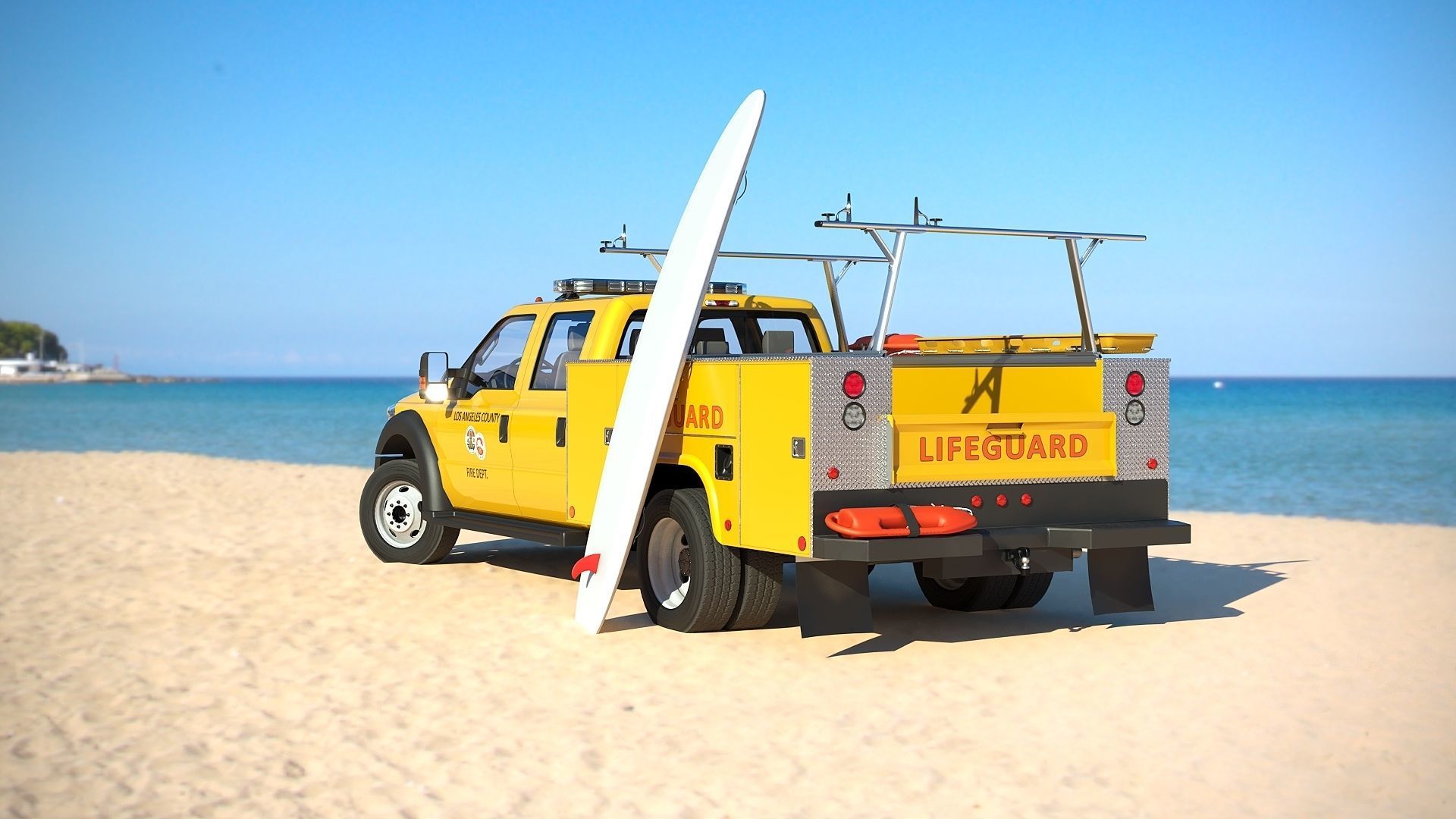 LifeGuard truck Los Angeles  Low-poly 3D model_30