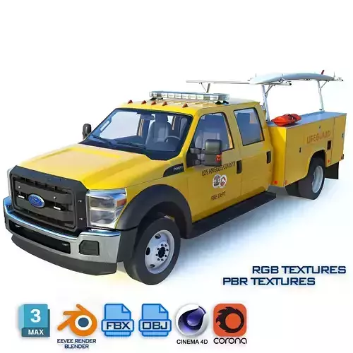 LifeGuard truck Los Angeles  Low-poly 3D model