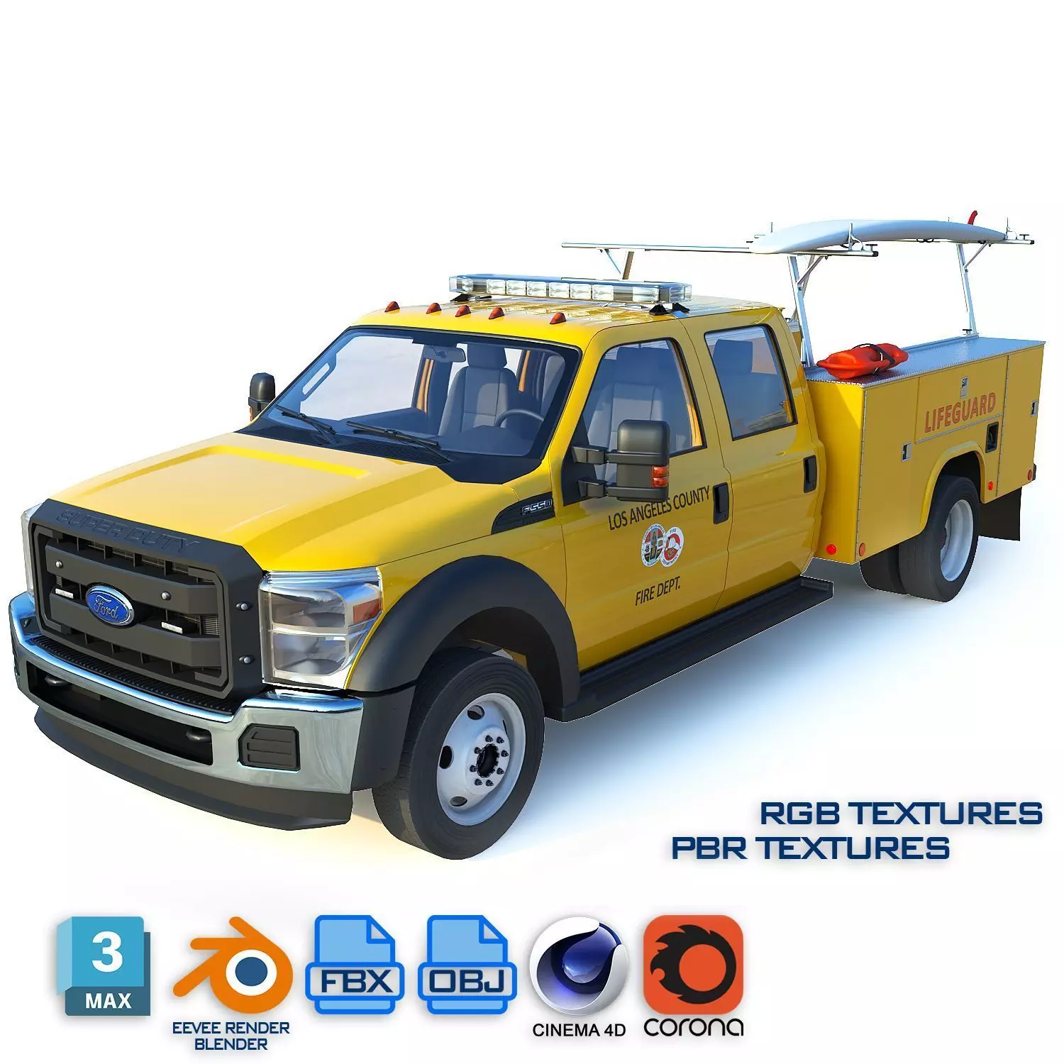 LifeGuard truck Los Angeles  Low-poly 3D model_0