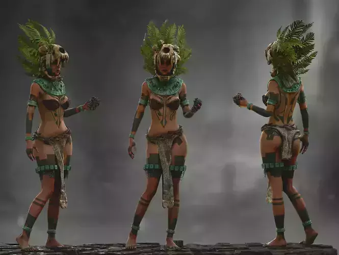 Mayan Woman Low-poly 3D model