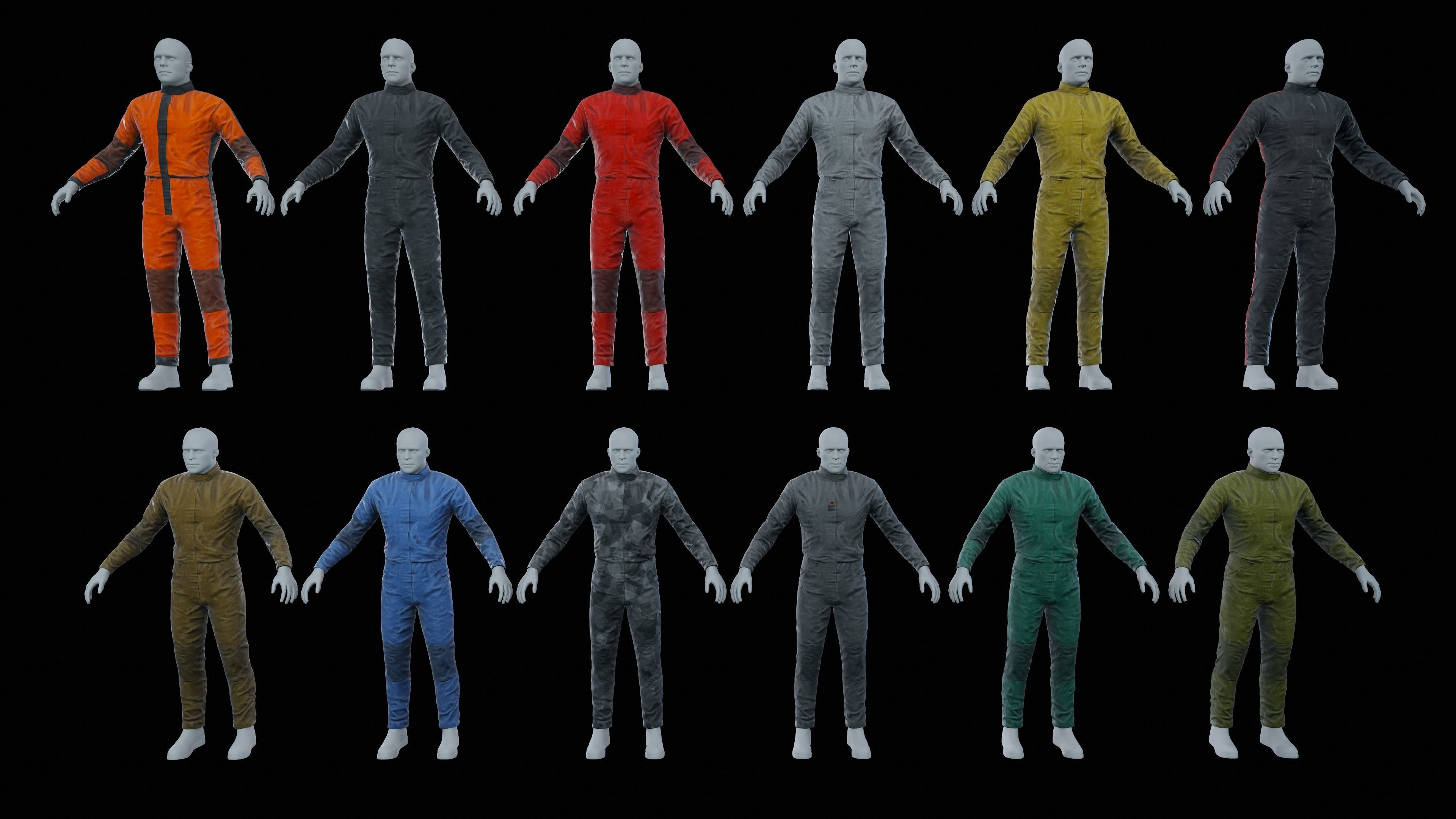 Sci-Fi Jumpsuit Low-poly 3D model_2