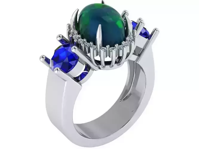 3 Stone Cabochon Ring 1933