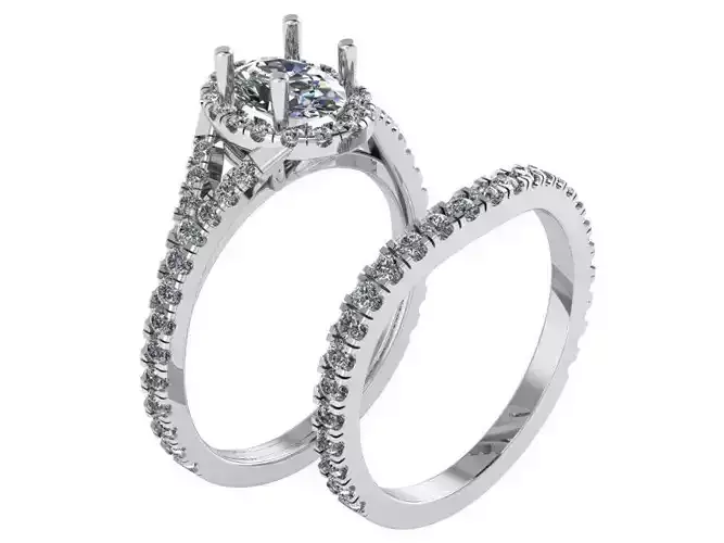 Oval Halo Ring With Band 1938