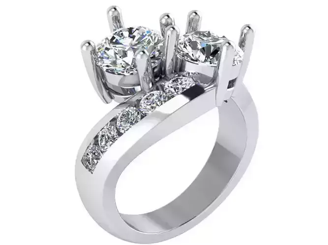 2 Stone Round Diamond Ring 1939 3D print model