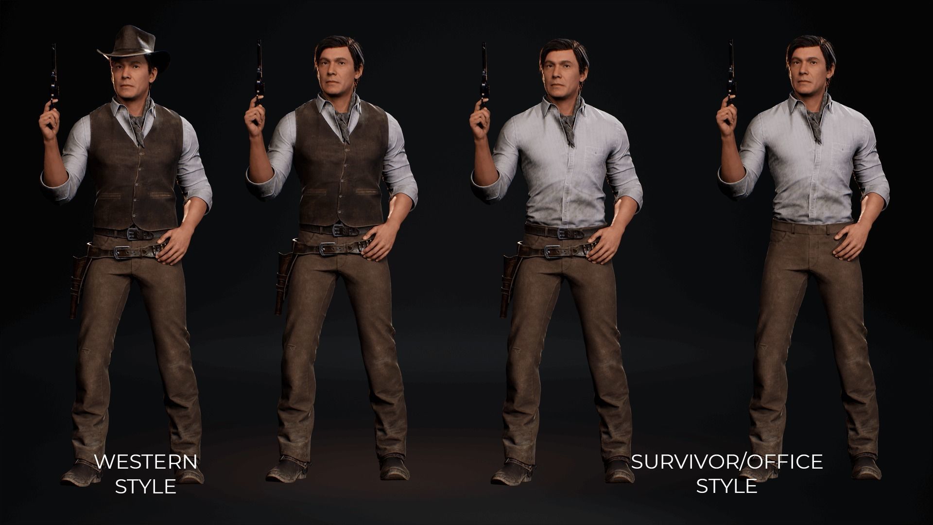 MetaHuman Western Bundle - Set of clothes and hairstyles Low-poly 3D model_6