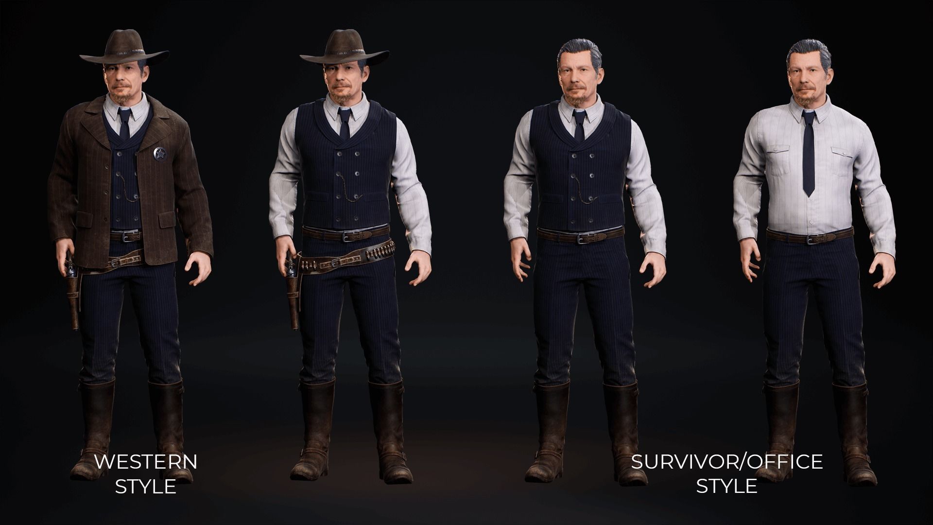 MetaHuman Western Bundle - Set of clothes and hairstyles Low-poly 3D model_10