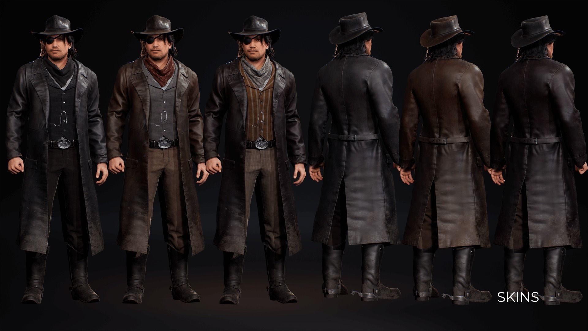 MetaHuman Western Bundle - Set of clothes and hairstyles Low-poly 3D model_7