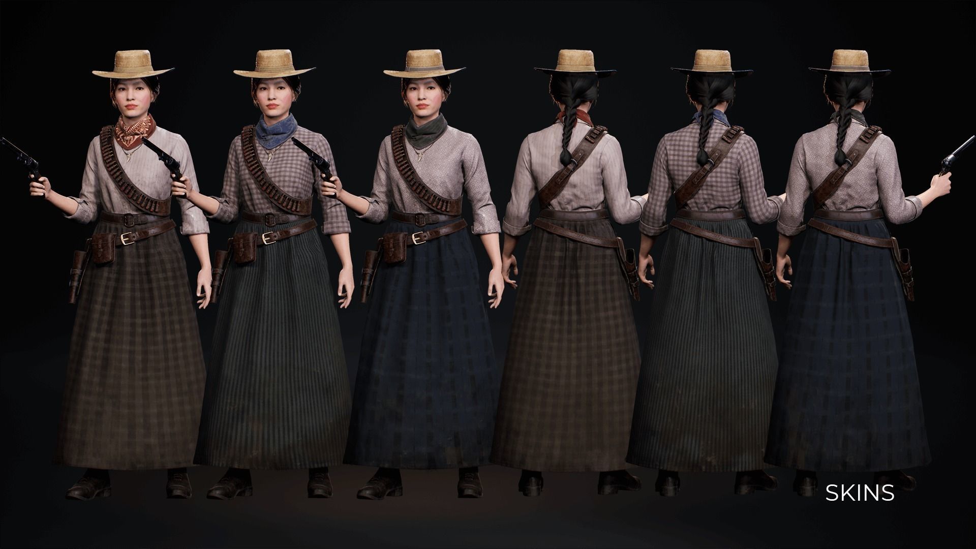 MetaHuman Western Bundle - Set of clothes and hairstyles Low-poly 3D model_13