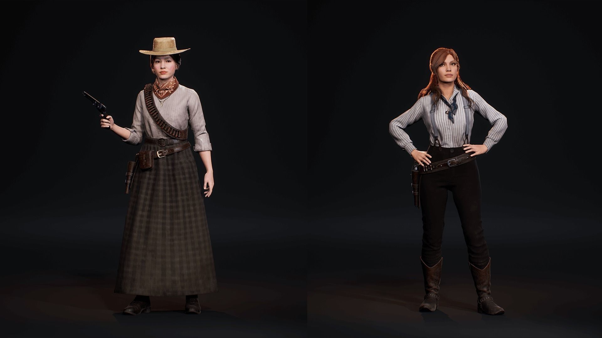 MetaHuman Western Bundle - Set of clothes and hairstyles Low-poly 3D model_4