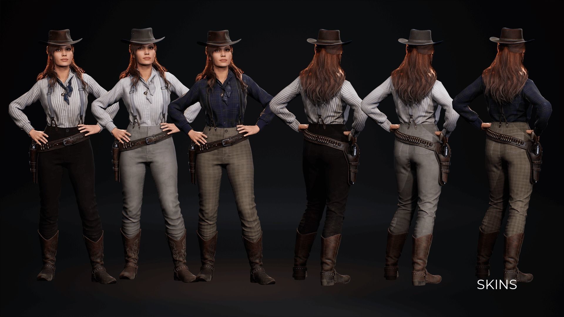 MetaHuman Western Bundle - Set of clothes and hairstyles Low-poly 3D model_11