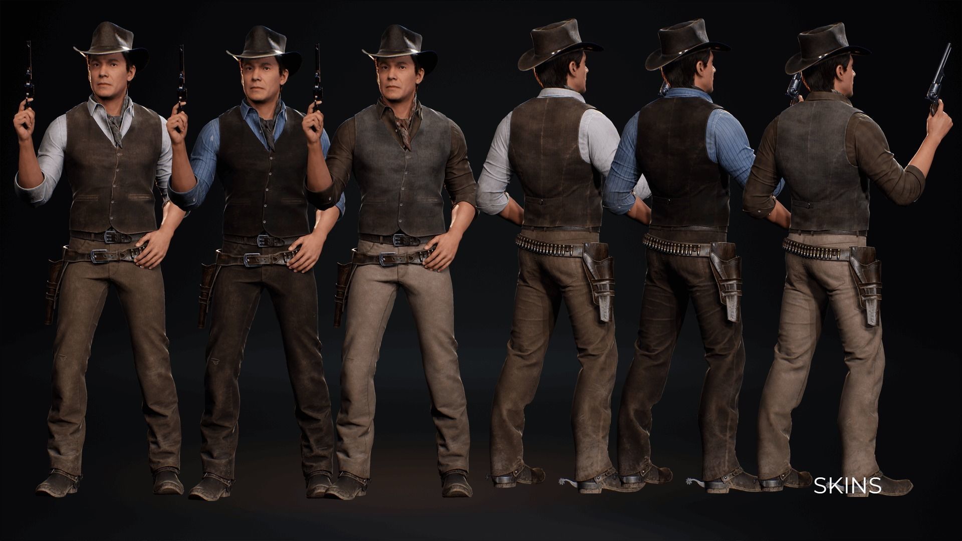 MetaHuman Western Bundle - Set of clothes and hairstyles Low-poly 3D model_5