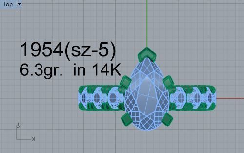 Pear Diamond Ring 1954 3D print model_4