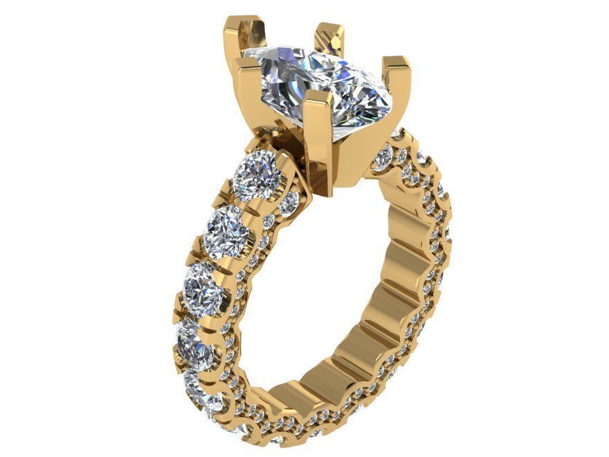 Pear Diamond Ring 1954 3D print model_1