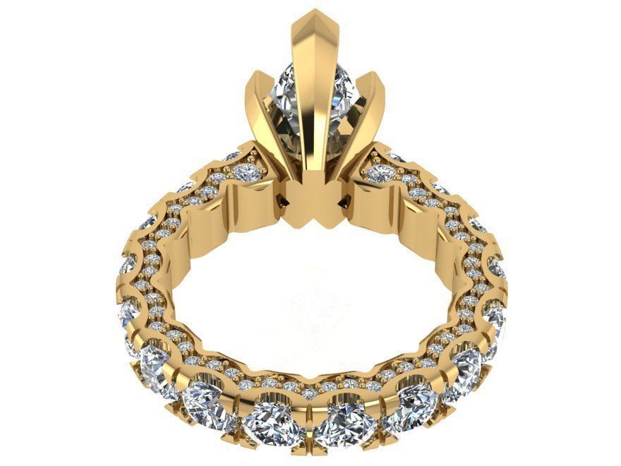 Pear Diamond Ring 1954 3D print model_3